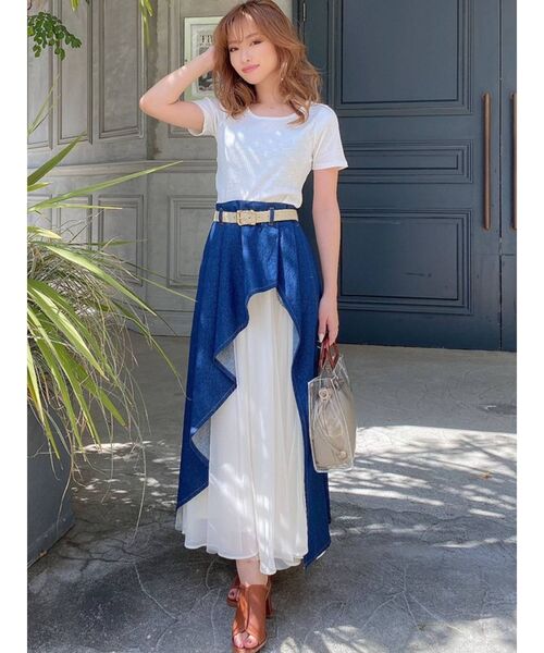 RESEXXY（リゼクシー）の「シアードッキングボリュームスカート（デニムスカート・レディース・アイボリー/インディゴブルー/ベージュ・FREE）」の10枚目の写真