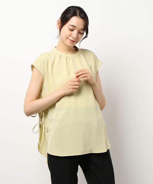 INTERPLANET（インタープラネット）の「サイドリボンＢＡＣＫボタンデザインブラウス（シャツ/ブラウス・レディース・イエロー/サックスブルー/ベージュ/ブラック・FREE）」の17枚目の写真
