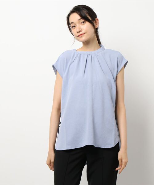 INTERPLANET（インタープラネット）の「サイドリボンＢＡＣＫボタンデザインブラウス（シャツ/ブラウス・レディース・イエロー/サックスブルー/ベージュ/ブラック・FREE）」の19枚目の写真