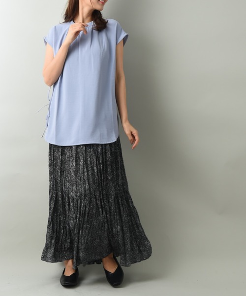 INTERPLANET（インタープラネット）の「サイドリボンＢＡＣＫボタンデザインブラウス（シャツ/ブラウス・レディース・イエロー/サックスブルー/ベージュ/ブラック・FREE）」の14枚目の写真