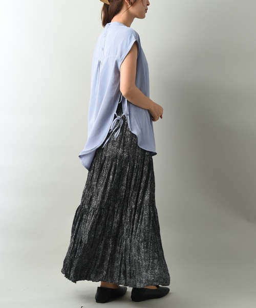 INTERPLANET（インタープラネット）の「サイドリボンＢＡＣＫボタンデザインブラウス（シャツ/ブラウス・レディース・イエロー/サックスブルー/ベージュ/ブラック・FREE）」の15枚目の写真