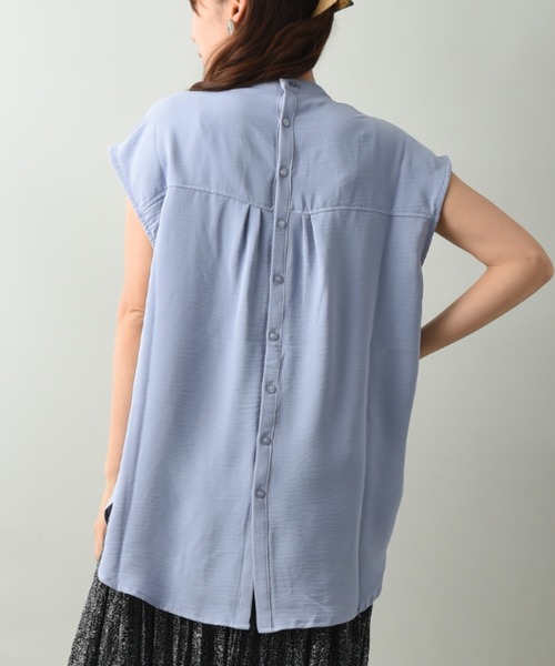 INTERPLANET（インタープラネット）の「サイドリボンＢＡＣＫボタンデザインブラウス（シャツ/ブラウス・レディース・イエロー/サックスブルー/ベージュ/ブラック・FREE）」の13枚目の写真