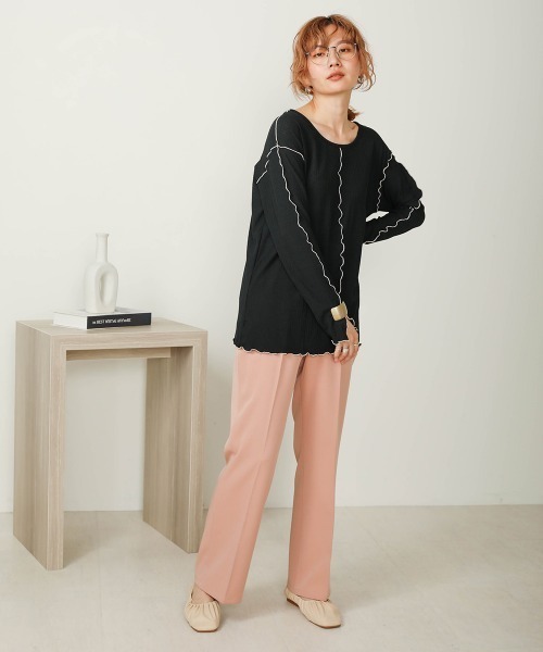 Bab(バブ)の「【WEB限定】センタープレスセミフレアパンツ(その他パンツ・レディース・アイボリー/ベージュ/ピンク/ブラック・38)」の18枚目の写真