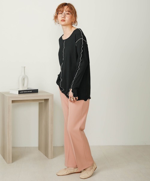 Bab(バブ)の「【WEB限定】センタープレスセミフレアパンツ(その他パンツ・レディース・アイボリー/ベージュ/ピンク/ブラック・38)」の15枚目の写真