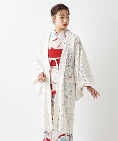 ふりふ(フリフ)の「スカラペイズリー羽織(着物・レディース・ブラック/オフホワイト・FREE)」の2枚目の写真