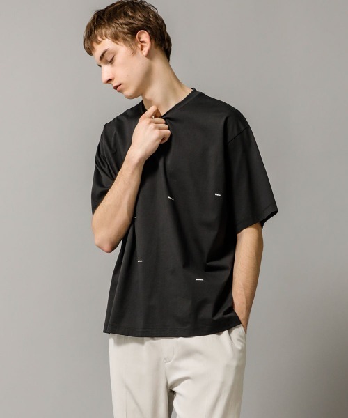 08sircus（ゼロエイトサーカス）の「【08sircus】Compact jersey logo print tee（Tシャツ/カットソー・メンズ・ライトグレー/ブラック・5/4）」の2枚目の写真