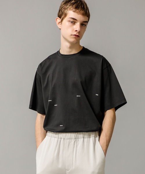 08sircus（ゼロエイトサーカス）の「【08sircus】Compact jersey logo print tee（Tシャツ/カットソー・メンズ・ライトグレー/ブラック・5/4）」の8枚目の写真