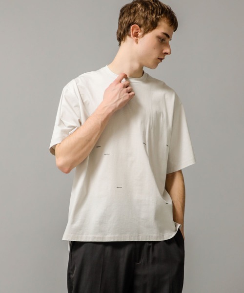 08sircus（ゼロエイトサーカス）の「【08sircus】Compact jersey logo print tee（Tシャツ/カットソー・メンズ・ライトグレー/ブラック・5/4）」の5枚目の写真