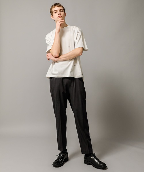 08sircus（ゼロエイトサーカス）の「【08sircus】Compact jersey logo print tee（Tシャツ/カットソー・メンズ・ライトグレー/ブラック・5/4）」の6枚目の写真