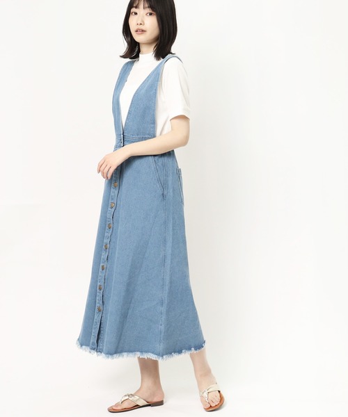 ALLUMER（アリュメール）の「【 Allumer / アリュメール 】 10oz Denim Jumper Skirt  8270407 BUT（ジャンパースカート・レディース・ホワイト/ブラック/ブルー・FREE）」の3枚目の写真