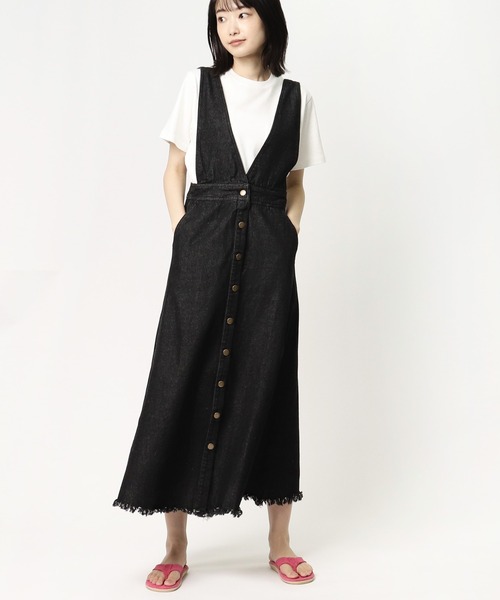 ALLUMER（アリュメール）の「【 Allumer / アリュメール 】 10oz Denim Jumper Skirt  8270407 BUT（ジャンパースカート・レディース・ホワイト/ブラック/ブルー・FREE）」の10枚目の写真