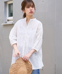 natural couture | あおいさんコラボ刺繍切替チュニック(シャツ/ブラウス)