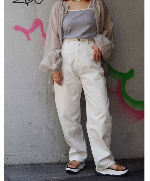 179/WG（イチナナキュウダブルジー）の「デニムハイライズテーパードパンツ（デニムパンツ・レディース・オフホワイト/その他1/その他2・MEDIUM）」の22枚目の写真