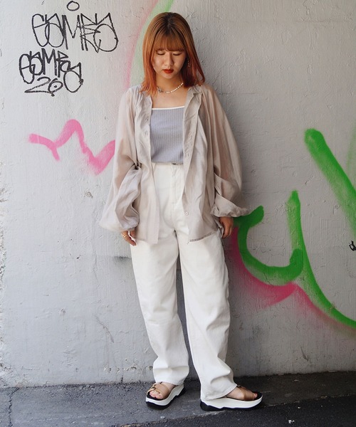 179/WG（イチナナキュウダブルジー）の「デニムハイライズテーパードパンツ（デニムパンツ・レディース・オフホワイト/その他1/その他2・MEDIUM）」の5枚目の写真