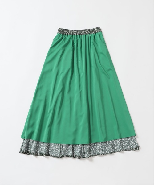 SLOBE IENA（スローブイエナ）の「Scatter Flower フレアスカート【ウエストゴム/手洗い可能】◆（スカート・レディース・ネイビー/グリーン・38/36）」の4枚目の写真