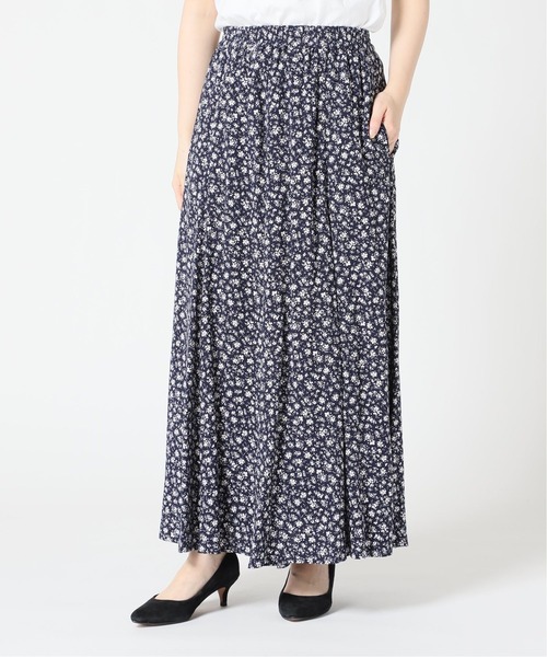 SLOBE IENA（スローブイエナ）の「Scatter Flower フレアスカート【ウエストゴム/手洗い可能】◆（スカート・レディース・ネイビー/グリーン・38/36）」の14枚目の写真