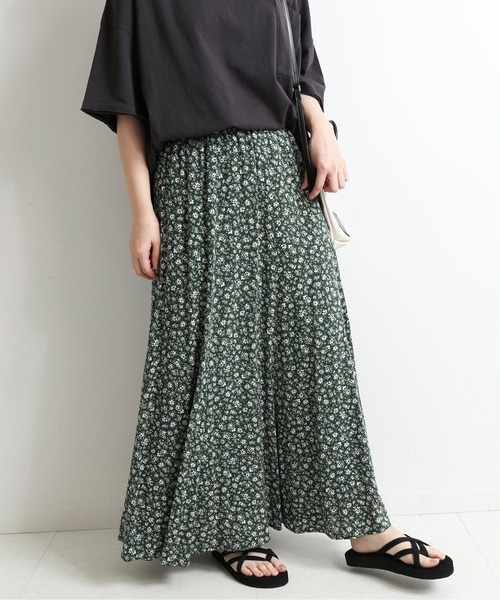 SLOBE IENA（スローブイエナ）の「Scatter Flower フレアスカート【ウエストゴム/手洗い可能】◆（スカート・レディース・ネイビー/グリーン・38/36）」の15枚目の写真