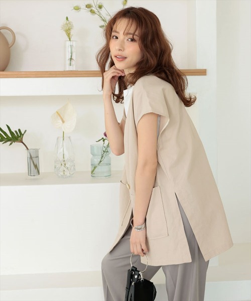 DONOBAN（ドノバン）の「リネンタッチオーバージレ（ベスト・レディース・ブラック/ライトベージュ・F）」の11枚目の写真