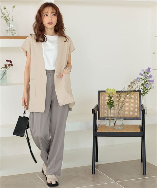 DONOBAN（ドノバン）の「リネンタッチオーバージレ（ベスト・レディース・ブラック/ライトベージュ・F）」の12枚目の写真