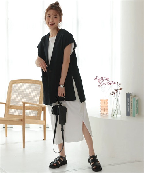 DONOBAN（ドノバン）の「リネンタッチオーバージレ（ベスト・レディース・ブラック/ライトベージュ・F）」の15枚目の写真