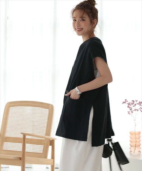 DONOBAN（ドノバン）の「リネンタッチオーバージレ（ベスト・レディース・ブラック/ライトベージュ・F）」の18枚目の写真