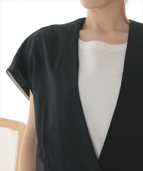 DONOBAN（ドノバン）の「リネンタッチオーバージレ（ベスト・レディース・ブラック/ライトベージュ・F）」の22枚目の写真