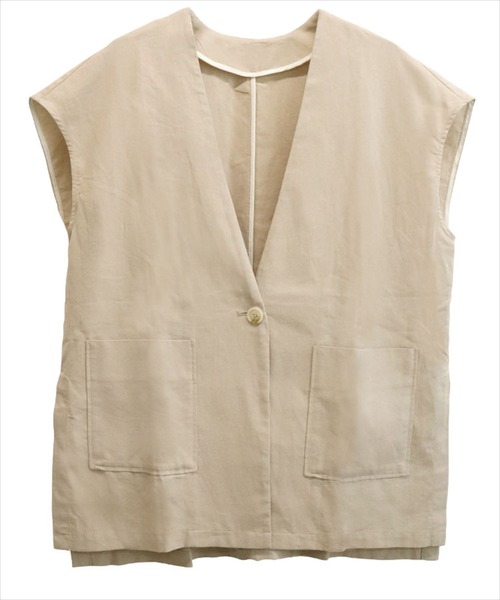 DONOBAN（ドノバン）の「リネンタッチオーバージレ（ベスト・レディース・ブラック/ライトベージュ・F）」の7枚目の写真