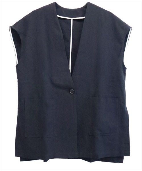 DONOBAN（ドノバン）の「リネンタッチオーバージレ（ベスト・レディース・ブラック/ライトベージュ・F）」の8枚目の写真