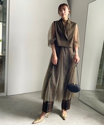Ameri | TAILORED VEST SET SHEER DRESS(ワンピース)