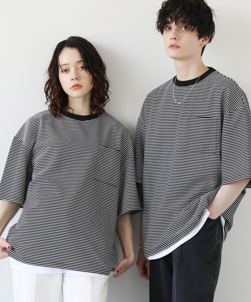 ETELIO（エテリオ）の「【2点セット】梨地ポケット付きクルービッグTシャツ＆ロングタンクトップアンサンブルセット（Tシャツ/カットソー・メンズ・ベージュ/ワインレッド/ブルーグリーン/アッシュ/ホワイト/グレー/ブラック/ワイン系/グリーン系/ブルー/ホワイト×ブラック/ブラック系/ブラック×ホワイト/ホワイト系/ネイビー/ブラック系2/ダークグリーン/ダークオレンジ/チャコール・SMALL/MEDIUM/LARGE/X-LARGE）」の8枚目の写真