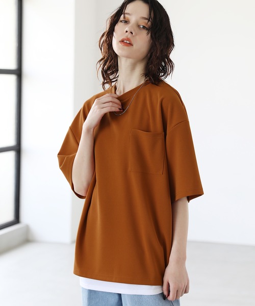 ETELIO（エテリオ）の「【2点セット】梨地ポケット付きクルービッグTシャツ＆ロングタンクトップアンサンブルセット（Tシャツ/カットソー・メンズ・ベージュ/ワインレッド/ブルーグリーン/アッシュ/ホワイト/グレー/ブラック/ワイン系/グリーン系/ブルー/ホワイト×ブラック/ブラック系/ブラック×ホワイト/ホワイト系/ネイビー/ブラック系2/ダークグリーン/ダークオレンジ/チャコール・SMALL/MEDIUM/LARGE/X-LARGE）」の19枚目の写真