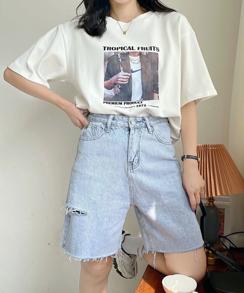 fd style（エフディ スタイル）の「【DS】ダメージデニムハーフパンツ（デニムパンツ・レディース・ブルー系その他・SMALL/MEDIUM/LARGE）」の6枚目の写真