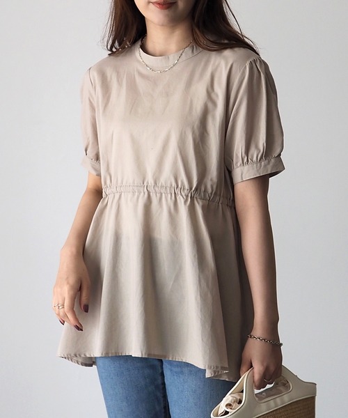 Riberry（リベリー）の「ウエスト切替半袖チュニック（チュニック・レディース・ブラック/ベージュ/オフホワイト・MEDIUM）」の3枚目の写真