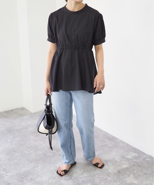 Riberry（リベリー）の「ウエスト切替半袖チュニック（チュニック・レディース・ブラック/ベージュ/オフホワイト・MEDIUM）」の19枚目の写真