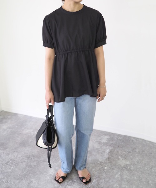 Riberry（リベリー）の「ウエスト切替半袖チュニック（チュニック・レディース・ブラック/ベージュ/オフホワイト・MEDIUM）」の20枚目の写真