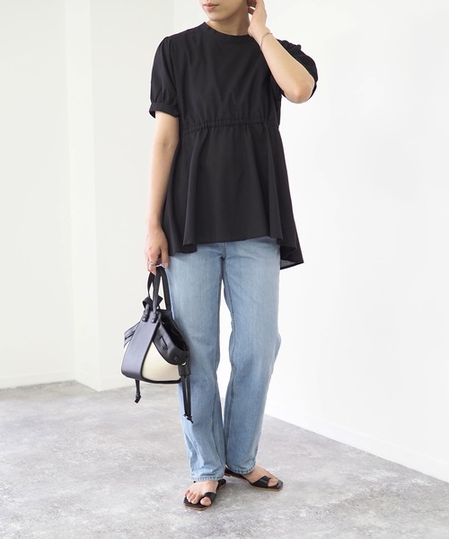 Riberry（リベリー）の「ウエスト切替半袖チュニック（チュニック・レディース・ブラック/ベージュ/オフホワイト・MEDIUM）」の21枚目の写真