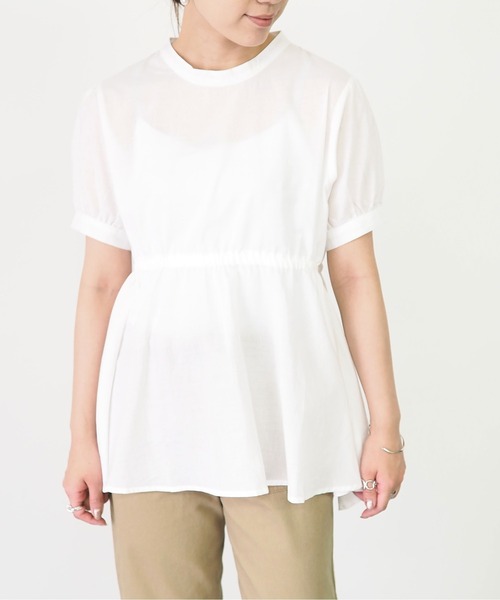 Riberry（リベリー）の「ウエスト切替半袖チュニック（チュニック・レディース・ブラック/ベージュ/オフホワイト・MEDIUM）」の4枚目の写真