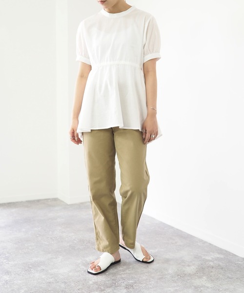 Riberry（リベリー）の「ウエスト切替半袖チュニック（チュニック・レディース・ブラック/ベージュ/オフホワイト・MEDIUM）」の9枚目の写真