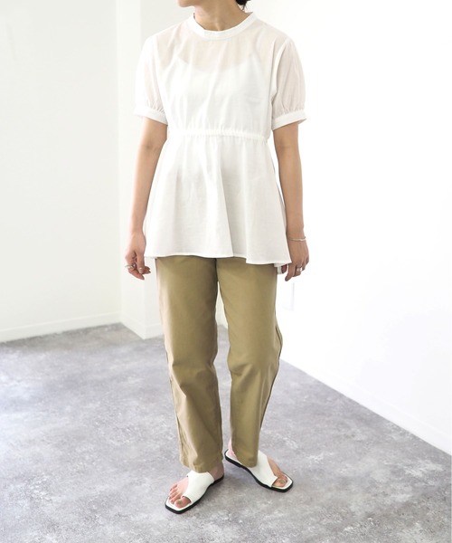 Riberry（リベリー）の「ウエスト切替半袖チュニック（チュニック・レディース・ブラック/ベージュ/オフホワイト・MEDIUM）」の11枚目の写真