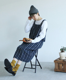 PAR ICI | ダークストライプ ワークワンピース(ワンピース)