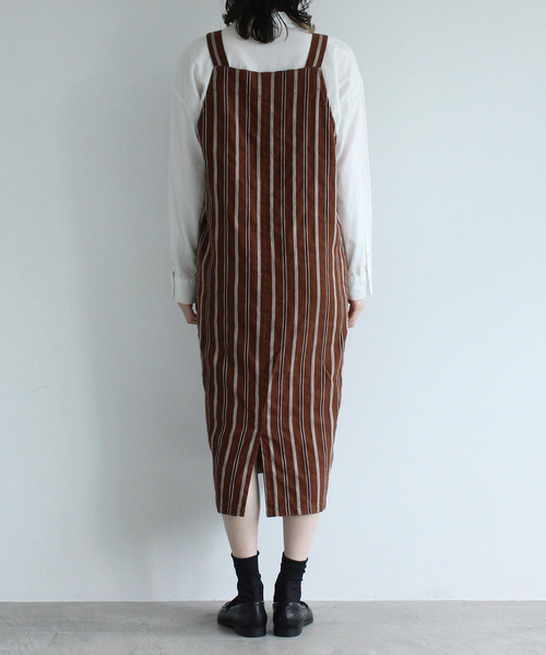 PAR ICI（パーリッシィ）の「ダークストライプ ワークワンピース（ワンピース・レディース・ネイビー/ブラウン・FREE）」の18枚目の写真