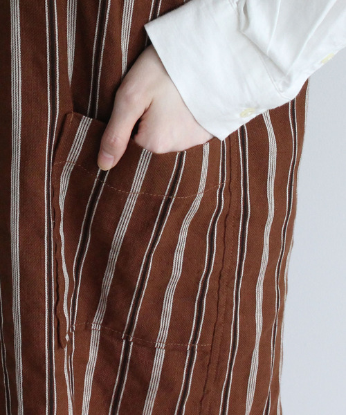 PAR ICI（パーリッシィ）の「ダークストライプ ワークワンピース（ワンピース・レディース・ネイビー/ブラウン・FREE）」の21枚目の写真
