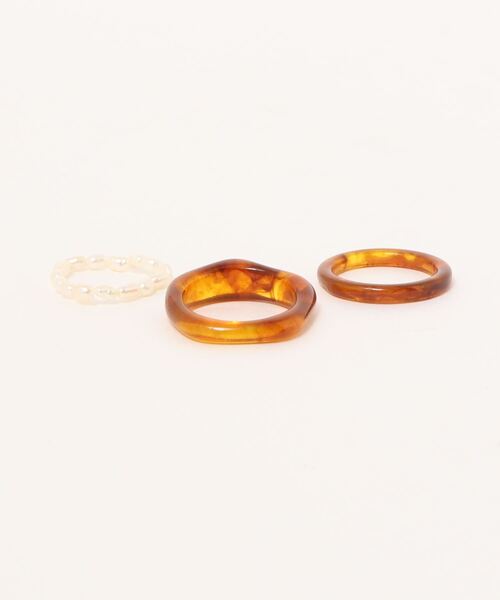 Birthday room（バースデイルーム）の「パール＆アクリル3点セットリング（リング・レディース・ブラウン/ナチュラル/グリーン・FREE）」の18枚目の写真