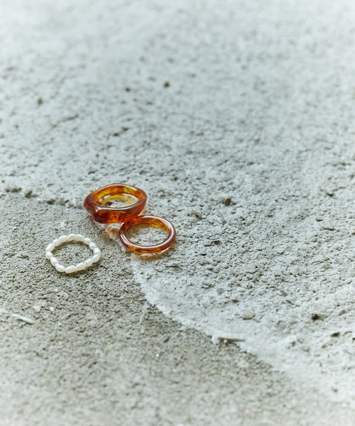 Birthday room（バースデイルーム）の「パール＆アクリル3点セットリング（リング・レディース・ブラウン/ナチュラル/グリーン・FREE）」の7枚目の写真