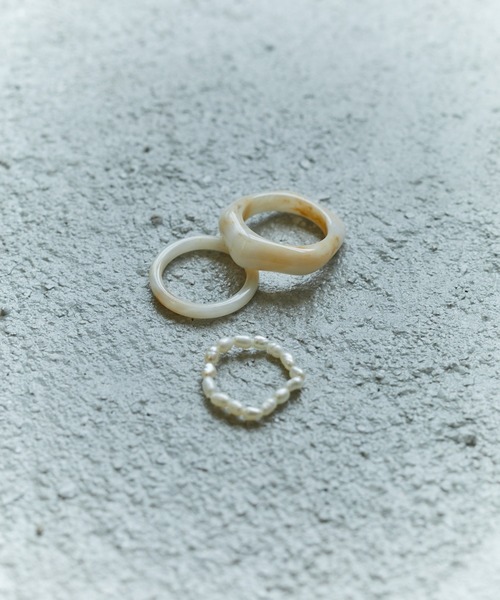 Birthday room（バースデイルーム）の「パール＆アクリル3点セットリング（リング・レディース・ブラウン/ナチュラル/グリーン・FREE）」の13枚目の写真