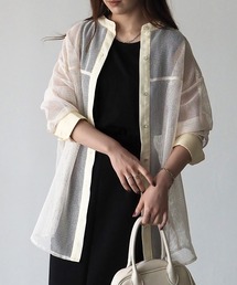 Riberry | バンドカラーメッシュシャツ(シャツ/ブラウス)