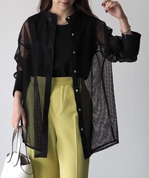 Riberry | バンドカラーメッシュシャツ(シャツ/ブラウス)