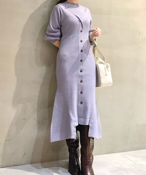 LILY BROWN（リリーブラウン）の「レイヤードニットワンピース（ワンピース・レディース・ラベンダー/ブラウン/アイボリー・FREE）」の21枚目の写真