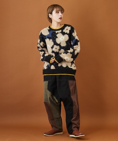 CUBE SUGAR（キューブシュガー）の「モヘアタッチ ジャガード クルーネック 総柄 プルオーバー（ニット/セーター・レディース・ベージュ/ネイビー/カーキ・M）」の4枚目の写真