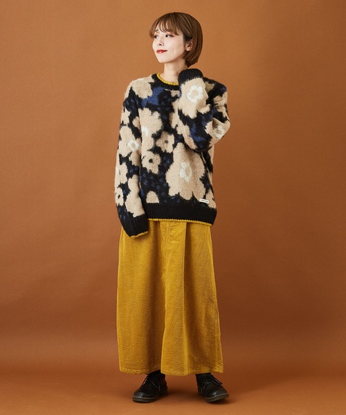 CUBE SUGAR（キューブシュガー）の「モヘアタッチ ジャガード クルーネック 総柄 プルオーバー（ニット/セーター・レディース・ベージュ/ネイビー/カーキ・M）」の7枚目の写真